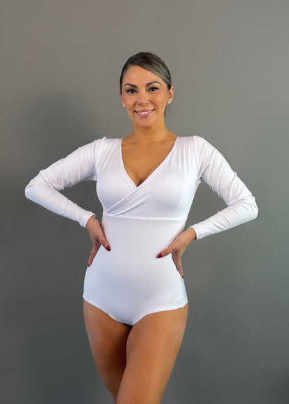 BODY MODELADOR CRUZADO MANGA LARGA - 3/4