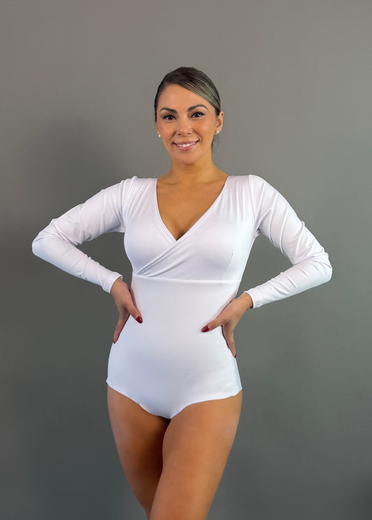 BODY MODELADOR CRUZADO MANGA LARGA - 3/4